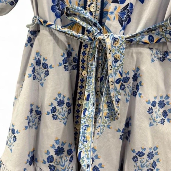 Blue and White Floral Kids Dress - Picture 4 of 8